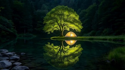 夜景古树