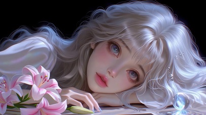 柔光里的百合少女