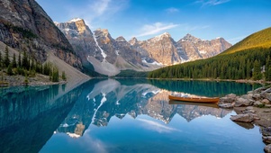 超清治愈远山蓝天湖泊美景