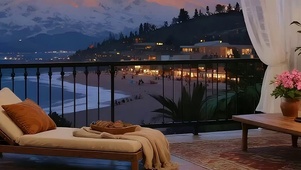 夜景外面海景树木双屏