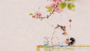 树枝下的猫咪