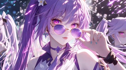 帅气紫发美少女