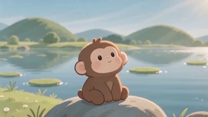 卡通可爱小猴子
