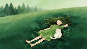 草地上女孩