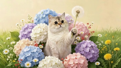 可爱鲜花猫咪