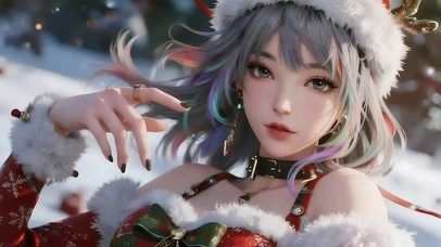 冬日阳光圣诞美女