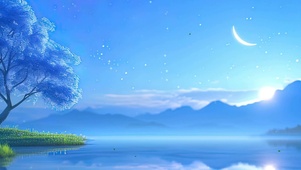 夜景星空树木河流宽屏