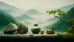 幽静山中品茶