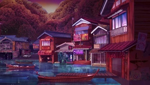 池塘小镇的夜