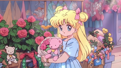 商店街中的小女孩