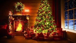 圣诞氛围壁炉房间