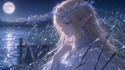 月下湖畔的精灵少女卡提西娅