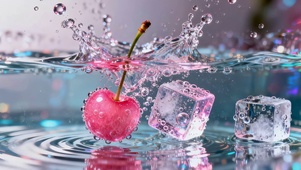 水面冰块樱桃
