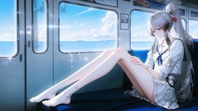 列车窗边的银发美少女绯雪
