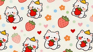 可爱草莓小猫