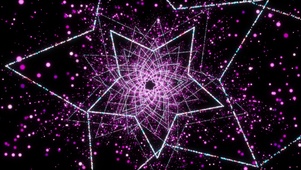 紫色发光五角星粒子穿梭