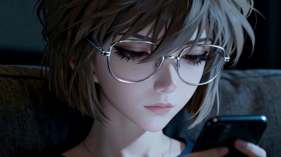 深夜看手机的少女