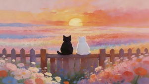 看晚霞的猫咪