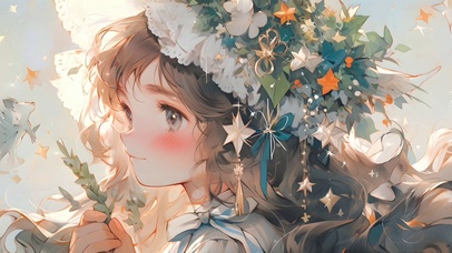 头戴花帽子的女孩