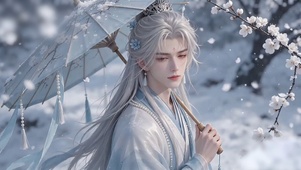 唯美雪地梅花少年
