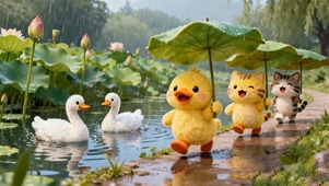 雨天萌宠鸭