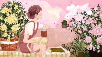 治愈少女插画