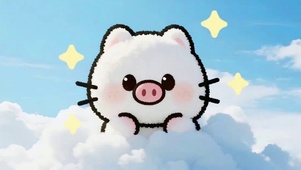 蓝天白云可爱猪猪