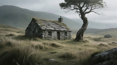 静谧迷雾草原小屋