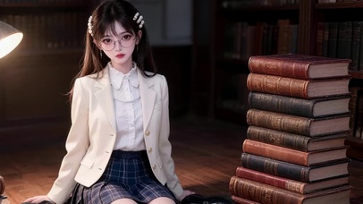 书房眼镜女孩