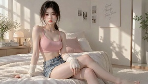 温柔卧室清纯美女