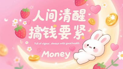 萌兔望月·人间清醒搞钱要紧