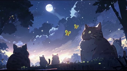 治愈星空下的猫