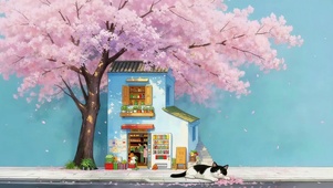 樱花树下小屋