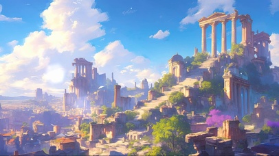 蓝天阳光古城遗址