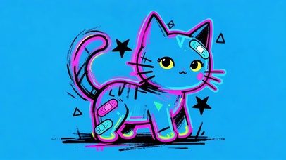 简约线条猫