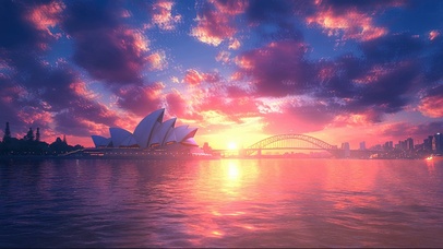 梦幻落日都市风光