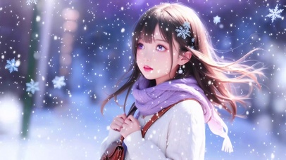 唯美优雅治愈圣诞节雪中美少女