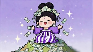 紫气东来发财仕女