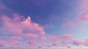 夕阳下粉色的云