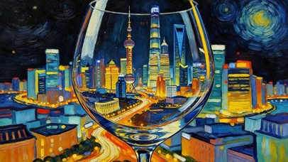 油画城市夜景