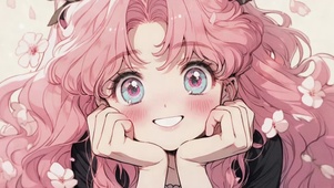 托腮的动漫插画女孩