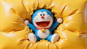 充气床垫的蓝色哆啦A梦治愈时光