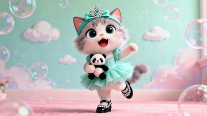 拿着布娃娃猫咪