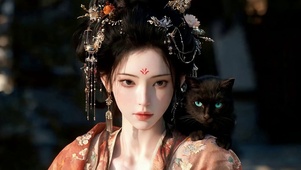 古风美女与猫咪