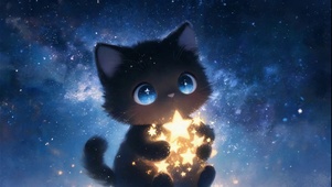 怀抱星星的猫咪！