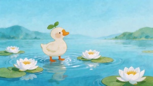 荷花池塘小鸭
