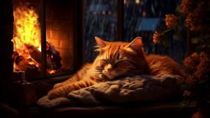 治愈雨夜橘猫
