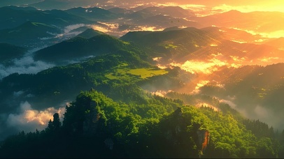 绿色护眼云雾群峰