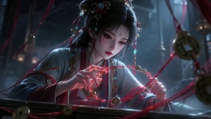 古风红线娘汉服美女