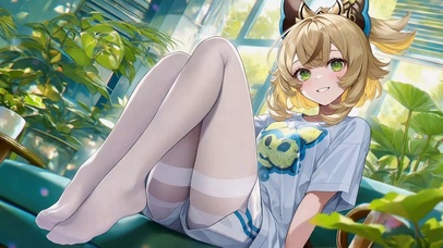 窗边白丝美少女